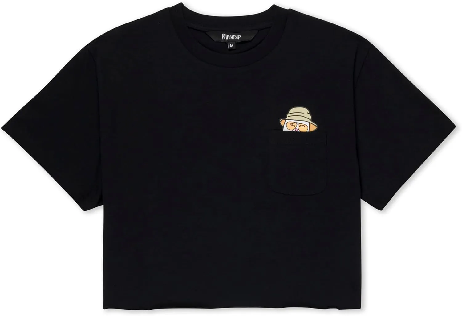 RIPNDIP Women’s Black Nermal S. Thompson Cropped Baby Pocket Tee – Bold Graphic Streetwear