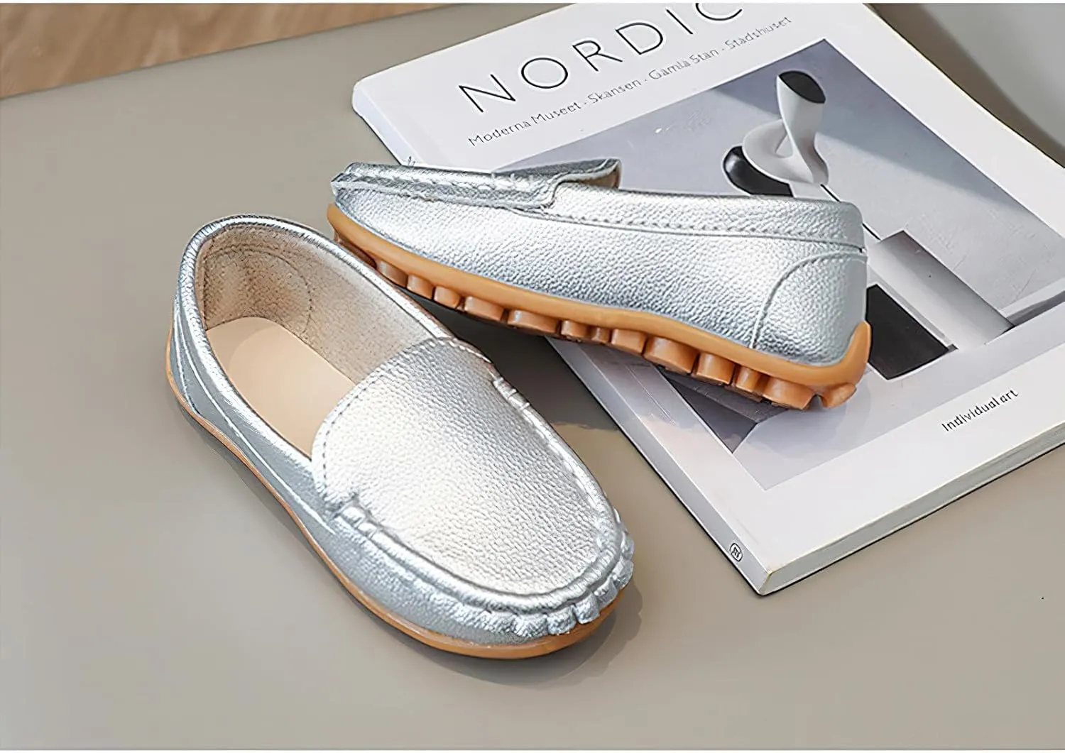 rismart Unisex Kids Slip on Loafers for Boys Girls School Casual Dress Flat Shoes