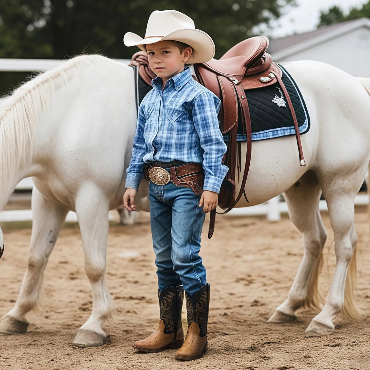 Rollda Kids Cowboy Boots Girls Cowgirl Boots Square Toe Boys Western Boots for Toddler/Little Kid/Big Kid