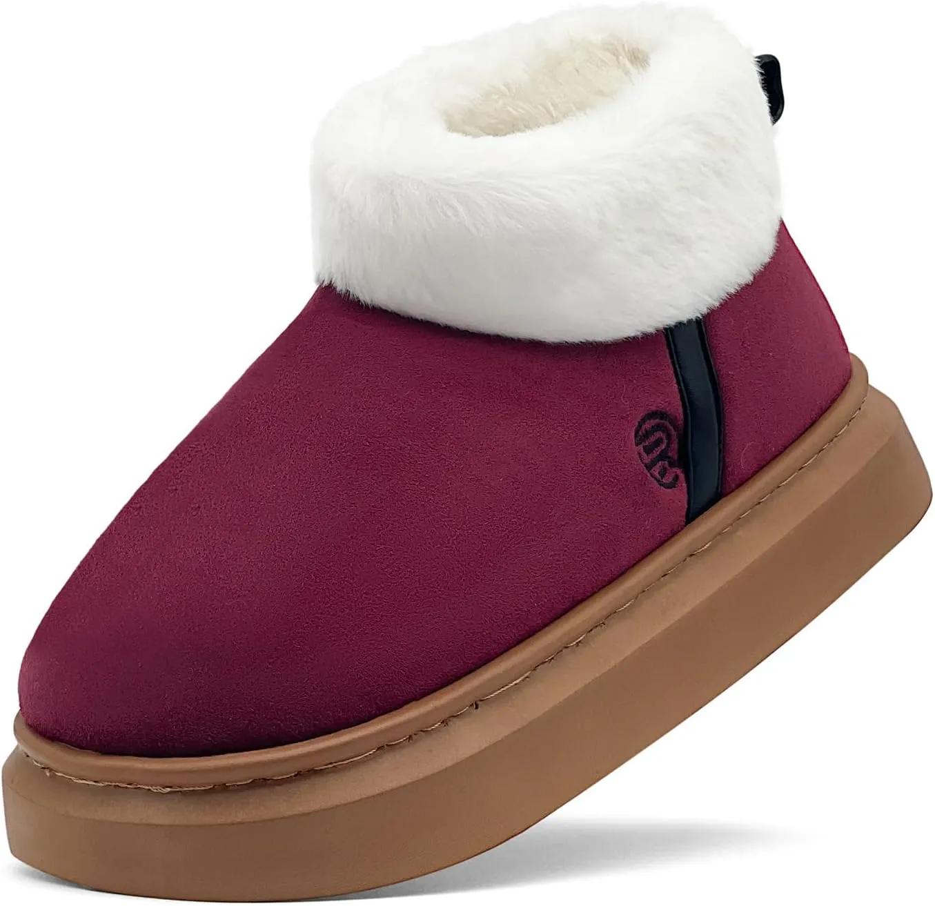rosyclo Ankle Winter Boots for Women, Suede Faux Fur Furry Lining Warm Women's Snow Mini Boot Lightweight Anti-Slip Fuzzy Classic Memory Foam Comfort Shoes Short Booties for Indoor Outdoor