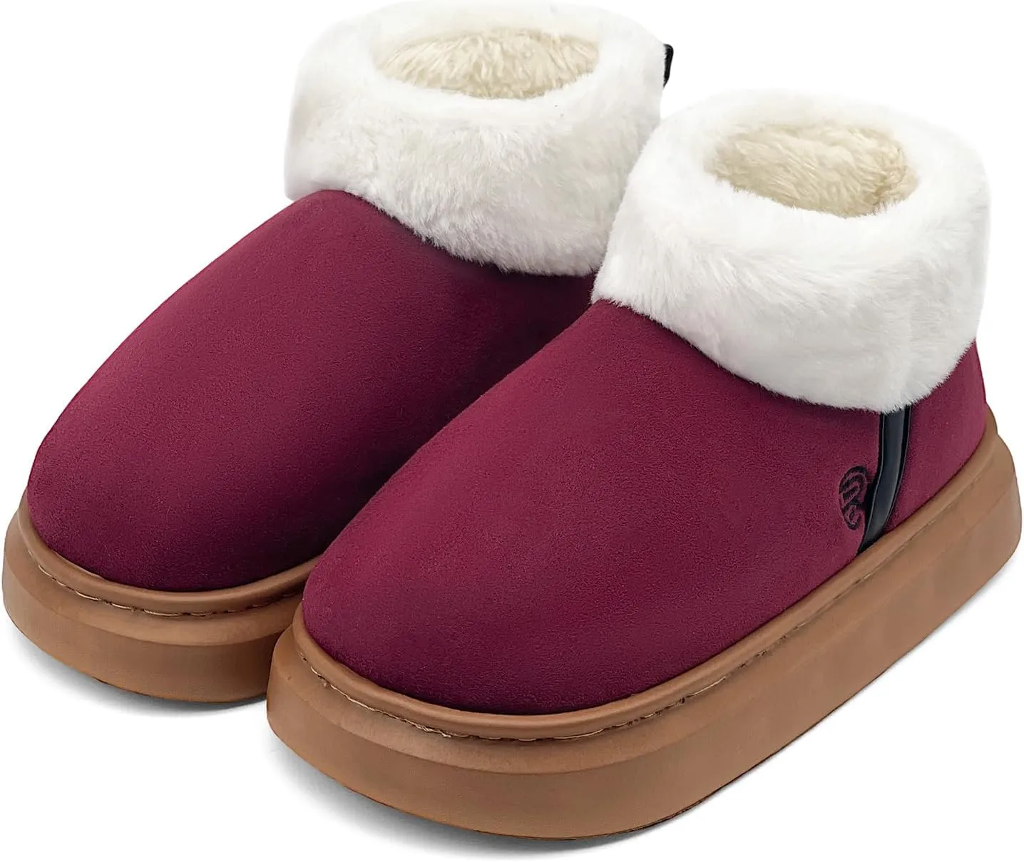 rosyclo Ankle Winter Boots for Women, Suede Faux Fur Furry Lining Warm Women's Snow Mini Boot Lightweight Anti-Slip Fuzzy Classic Memory Foam Comfort Shoes Short Booties for Indoor Outdoor