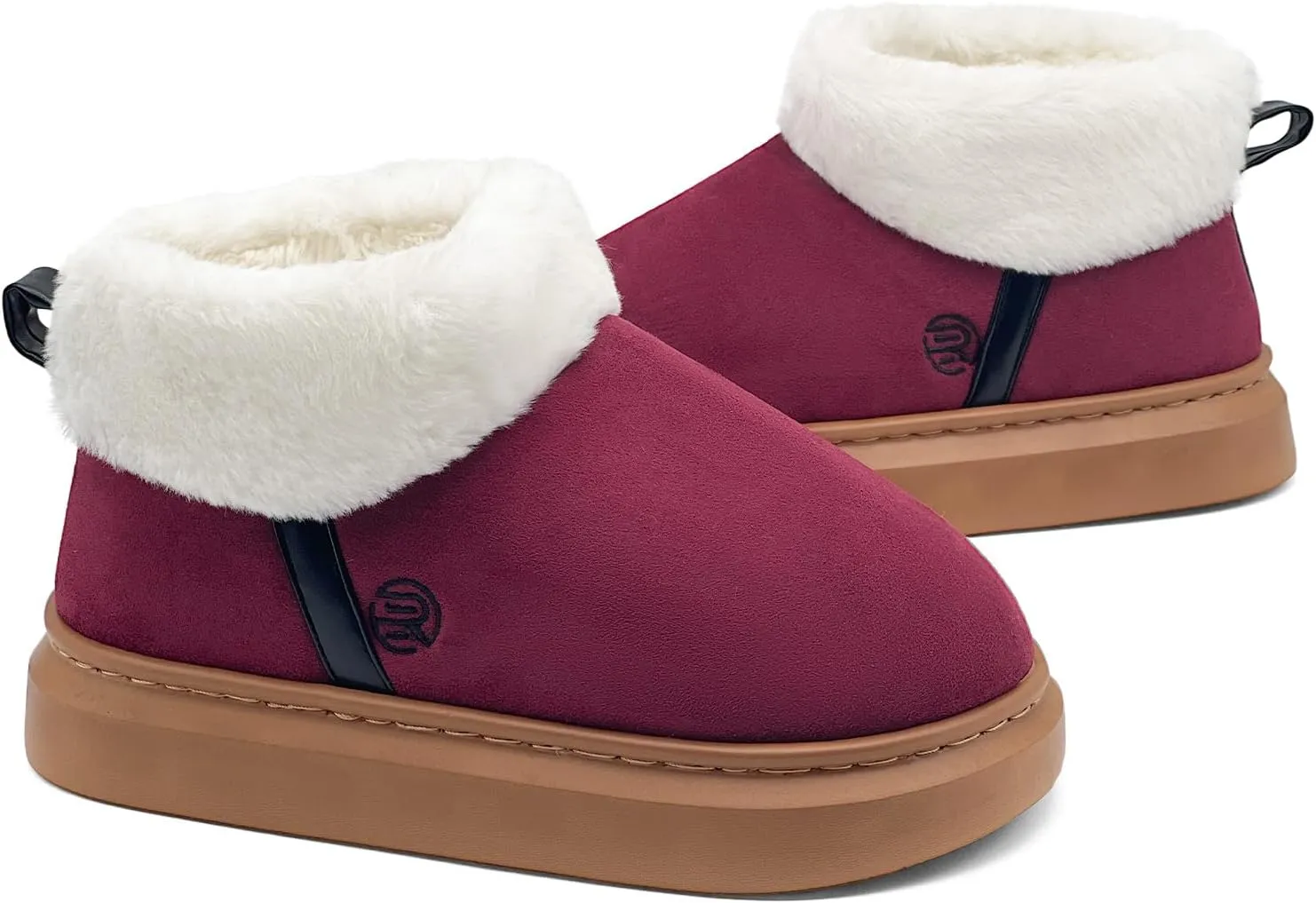 rosyclo Ankle Winter Boots for Women, Suede Faux Fur Furry Lining Warm Women's Snow Mini Boot Lightweight Anti-Slip Fuzzy Classic Memory Foam Comfort Shoes Short Booties for Indoor Outdoor