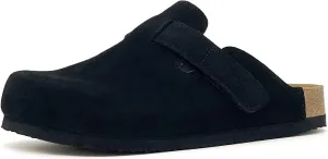 rosyclo Clogs for Women and Men, Suede Leather Hook and Loop Comfort Cork Footbed Adjustable Women's Mules House Slippers Clog Sandals Potato Shoes with Arch Support