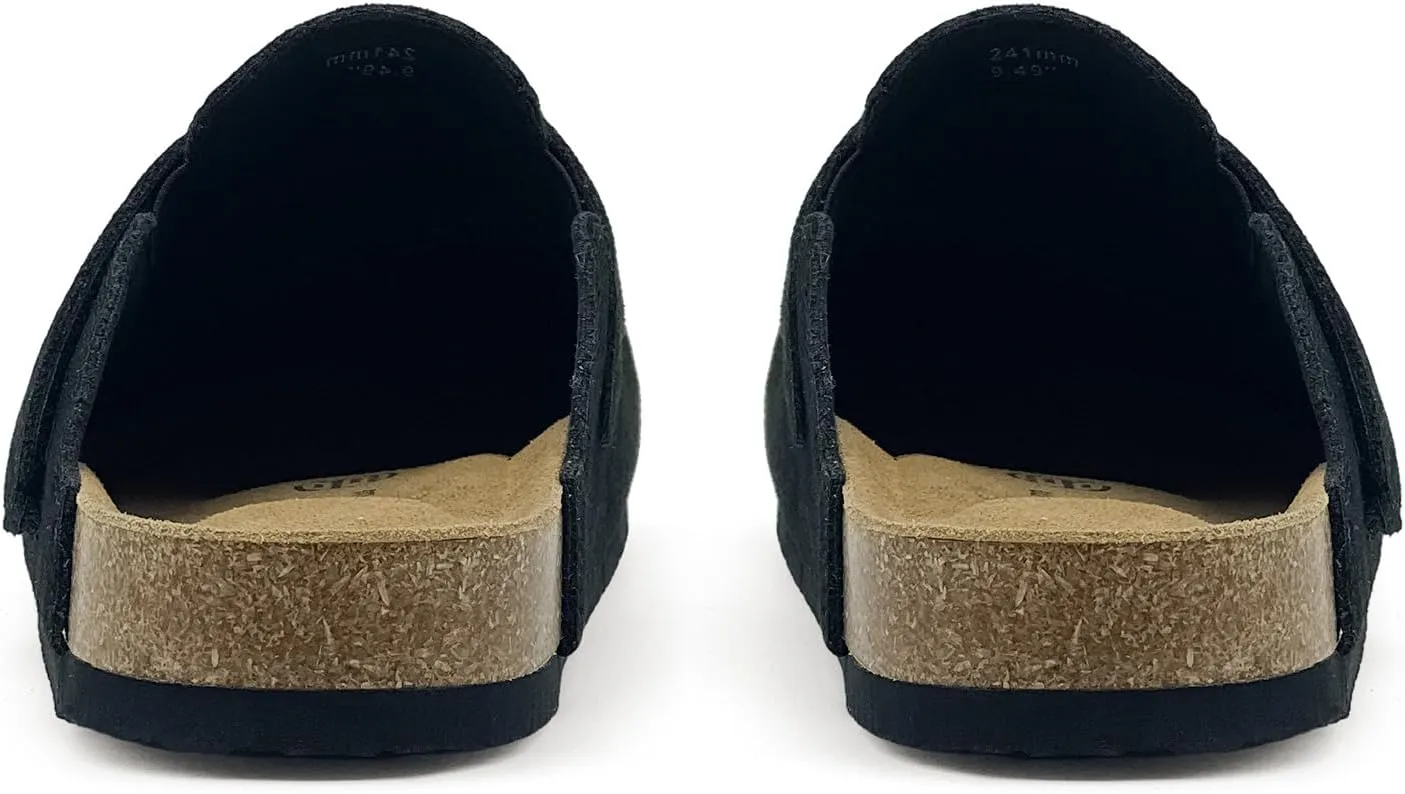rosyclo Clogs for Women and Men, Suede Leather Hook and Loop Comfort Cork Footbed Adjustable Women's Mules House Slippers Clog Sandals Potato Shoes with Arch Support