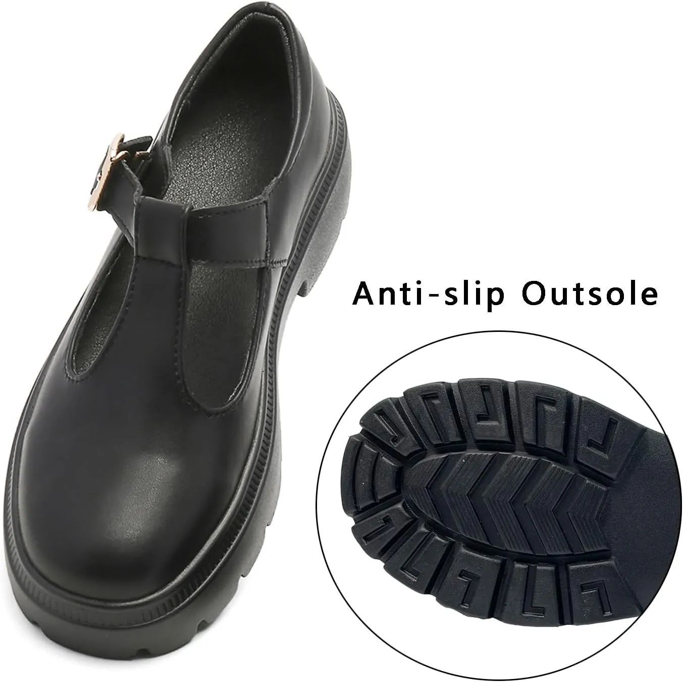 Ruiatoo Women Mary Jane Dress Shoes Platform Loafers Low Heel Chunky Pumps Round Toe Oxford Shoes
