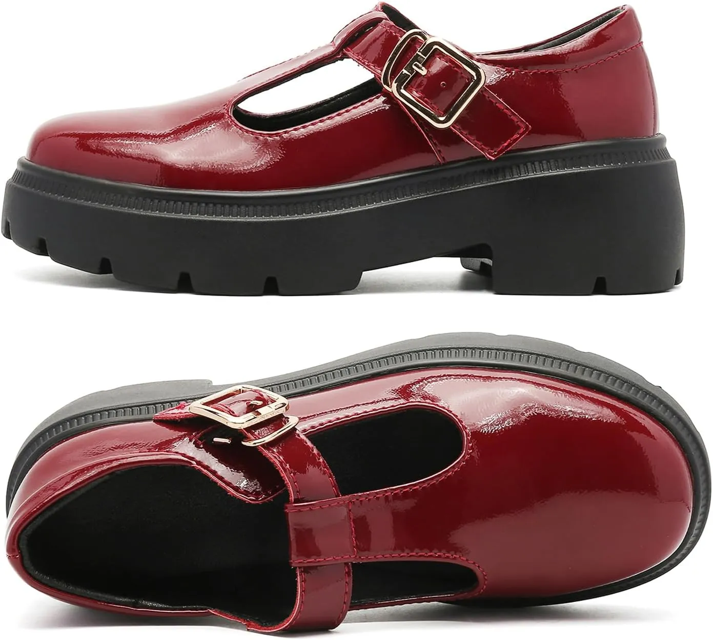 Ruiatoo Women Mary Jane Dress Shoes Platform Loafers Low Heel Chunky Pumps Round Toe Oxford Shoes
