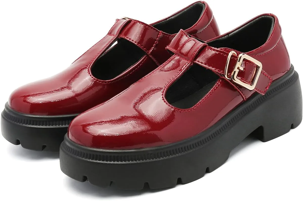 Ruiatoo Women Mary Jane Dress Shoes Platform Loafers Low Heel Chunky Pumps Round Toe Oxford Shoes