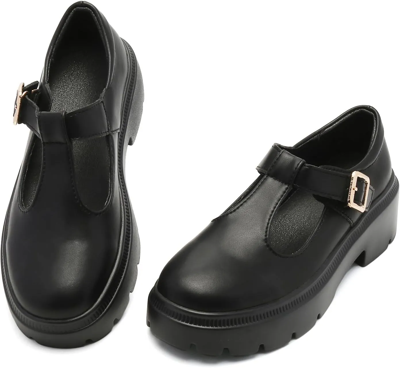 Ruiatoo Women Mary Jane Dress Shoes Platform Loafers Low Heel Chunky Pumps Round Toe Oxford Shoes