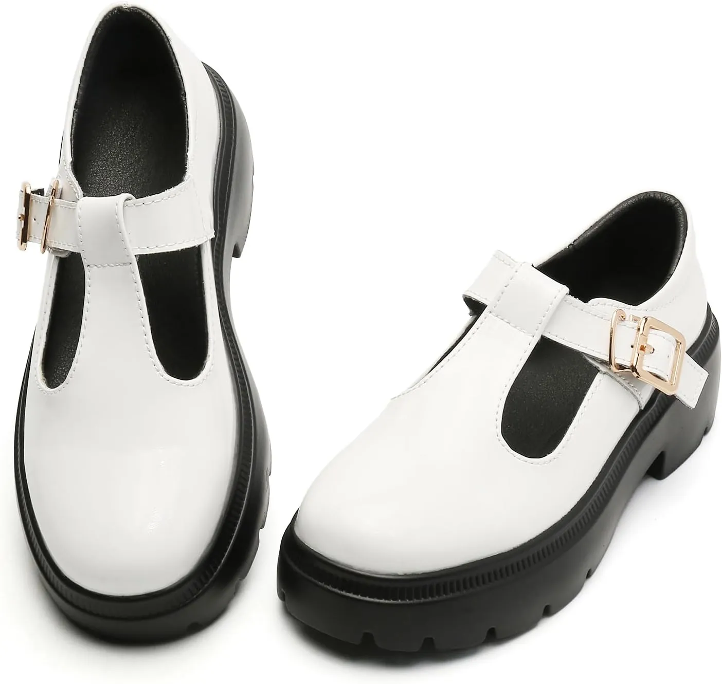 Ruiatoo Women Mary Jane Dress Shoes Platform Loafers Low Heel Chunky Pumps Round Toe Oxford Shoes
