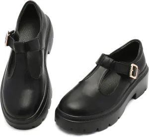 Ruiatoo Women Mary Jane Dress Shoes Platform Loafers Low Heel Chunky Pumps Round Toe Oxford Shoes