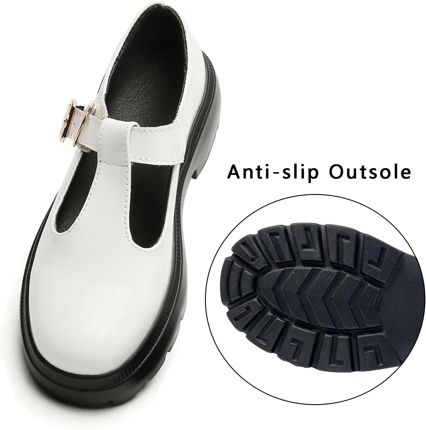 Ruiatoo Women Mary Jane Dress Shoes Platform Loafers Low Heel Chunky Pumps Round Toe Oxford Shoes