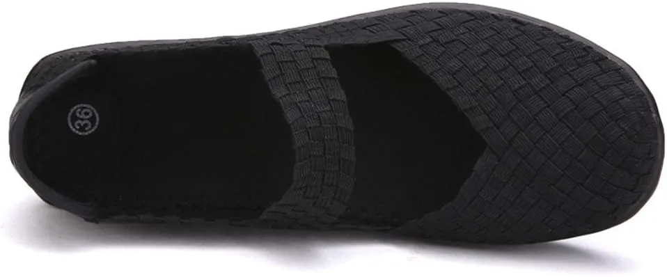 Ruiatoo Women's Platform Wedge Sandals Comfortable Walking Shoes Woven Pumps Mary Jane Shoes