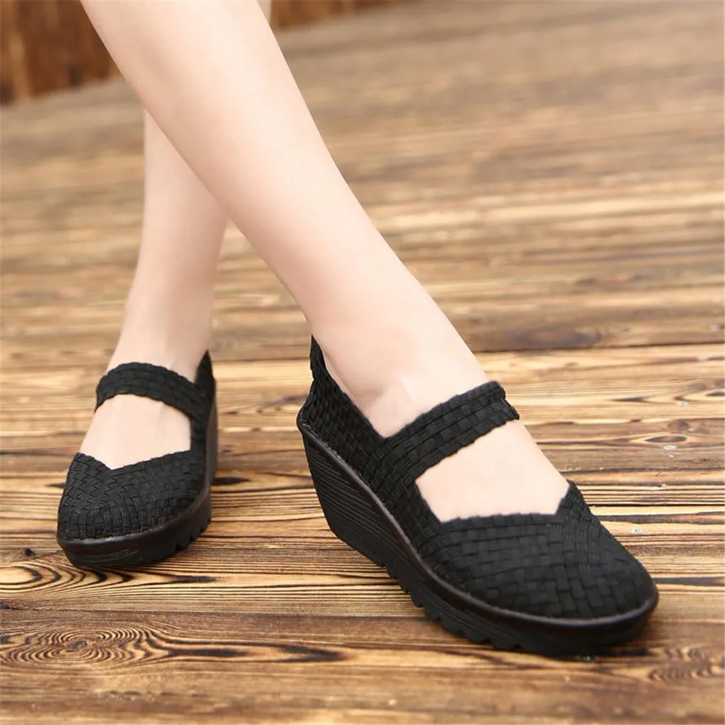 Ruiatoo Women's Platform Wedge Sandals Comfortable Walking Shoes Woven Pumps Mary Jane Shoes