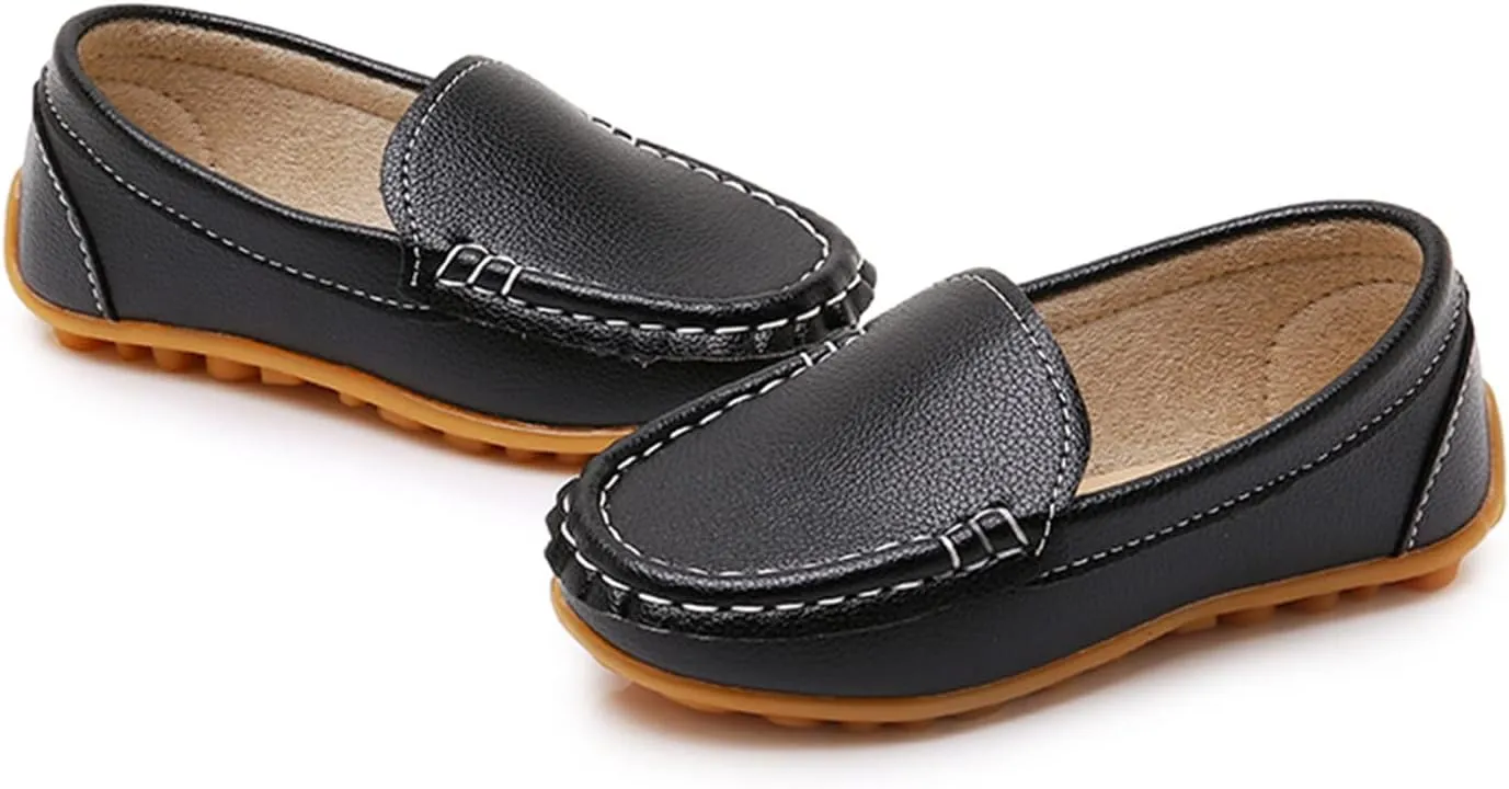 RVROVIC Kids Girls Boys Slip-on Loafers Oxford PU Leather Flats Shoes(Toddler/Little Kid)
