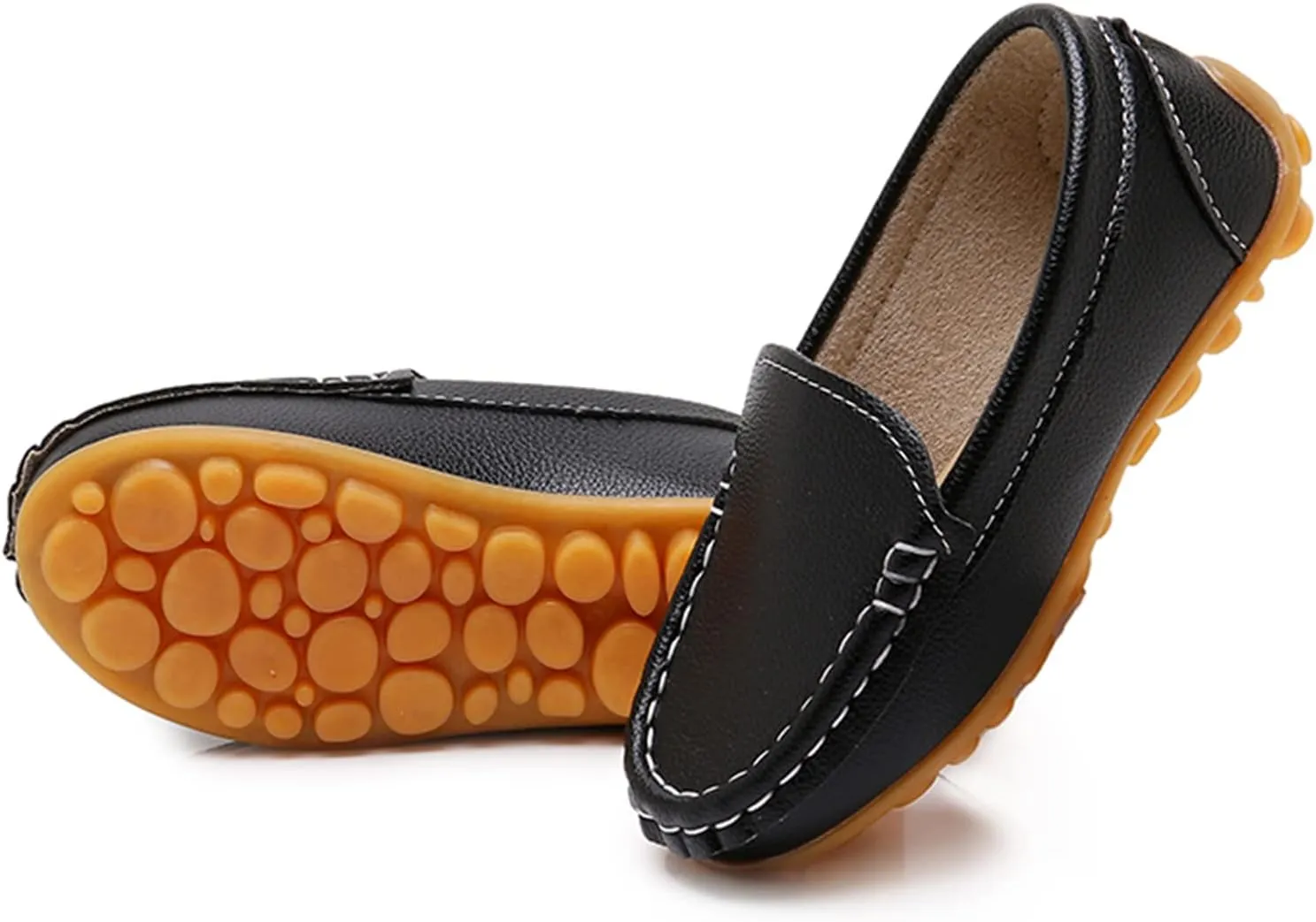 RVROVIC Kids Girls Boys Slip-on Loafers Oxford PU Leather Flats Shoes(Toddler/Little Kid)
