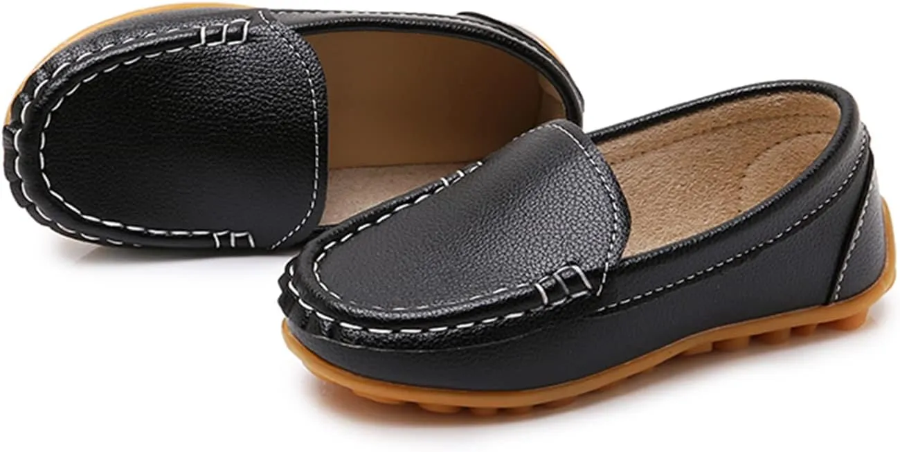 RVROVIC Kids Girls Boys Slip-on Loafers Oxford PU Leather Flats Shoes(Toddler/Little Kid)