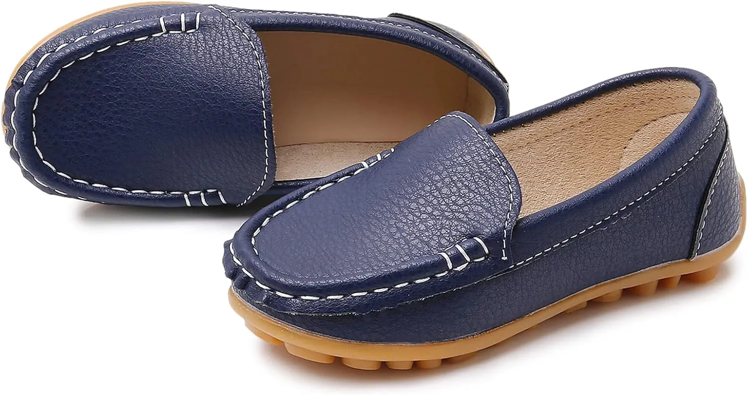 RVROVIC Kids Girls Boys Slip-on Loafers Oxford PU Leather Flats Shoes(Toddler/Little Kid)