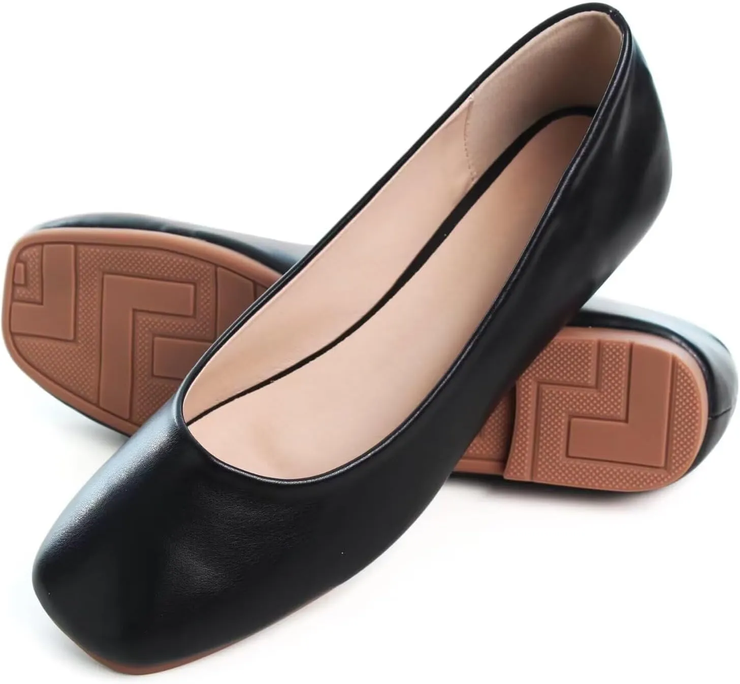 SAILING LU Flats for Women Comfortable Solid Color Soft Flats Square Toe Ballet Casual Work Shoes Dressy Slip-ons Loafers