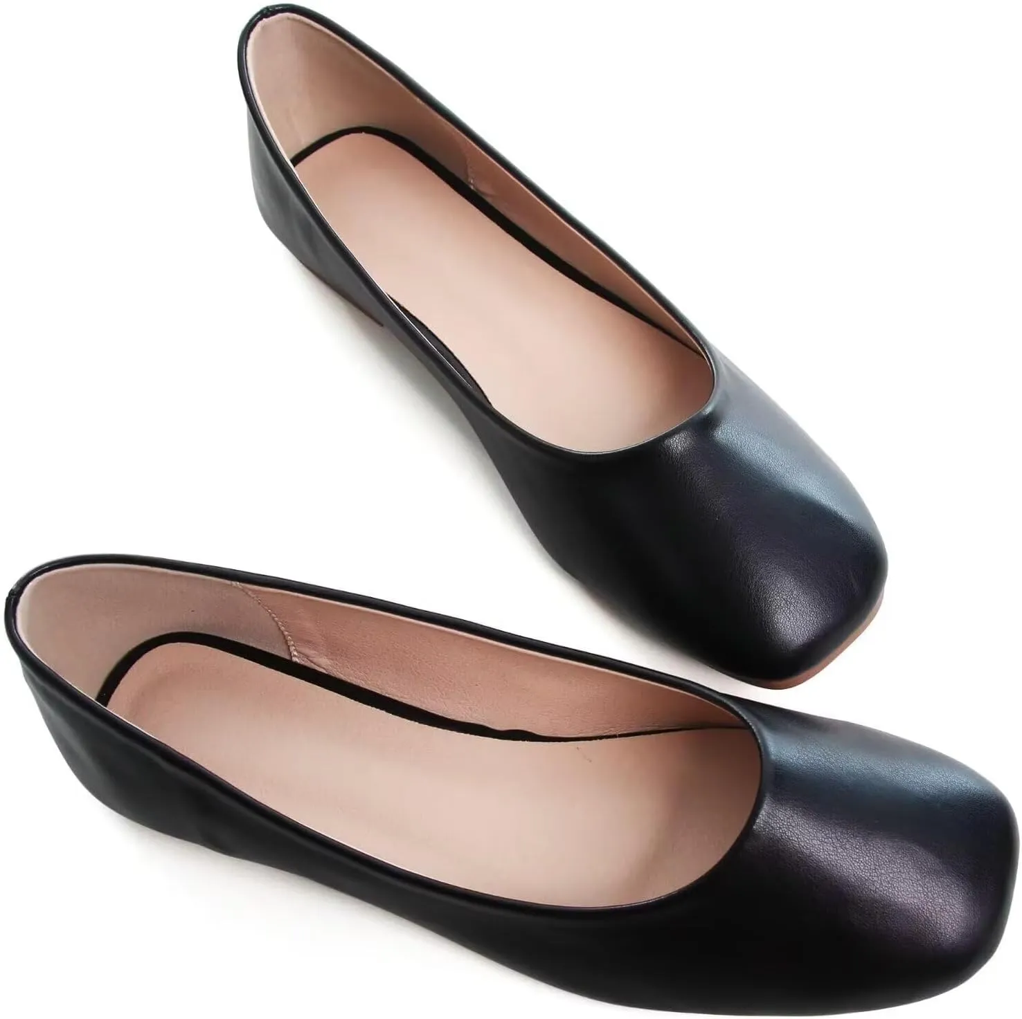 SAILING LU Flats for Women Comfortable Solid Color Soft Flats Square Toe Ballet Casual Work Shoes Dressy Slip-ons Loafers