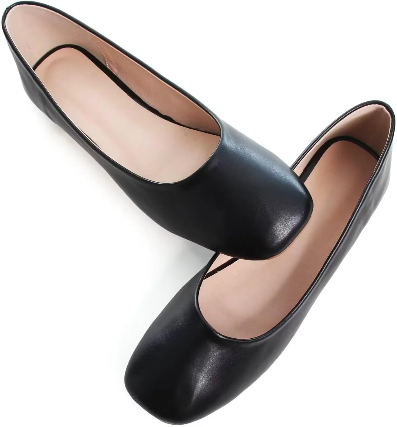 SAILING LU Flats for Women Comfortable Solid Color Soft Flats Square Toe Ballet Casual Work Shoes Dressy Slip-ons Loafers