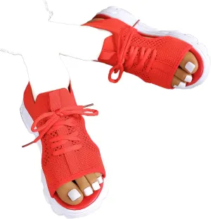Sandals for Women Summer Women Sandals Mesh Casual Thick Soled Lace Up Sandals Open Toe Beach Shoes Woman Shoes Shoe for Women