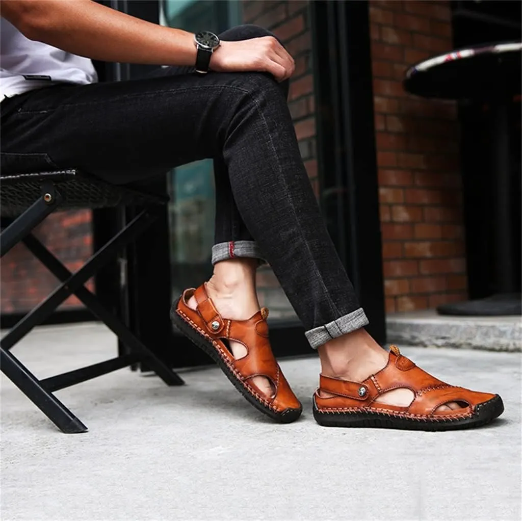 Sandals Men Leather Sandals Slipper Outdoor Sneaker Beach Rubber Flip Flops Water Trekking Sandals(40)
