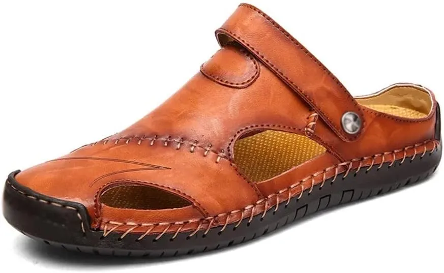 Sandals Men Leather Sandals Slipper Outdoor Sneaker Beach Rubber Flip Flops Water Trekking Sandals(40)