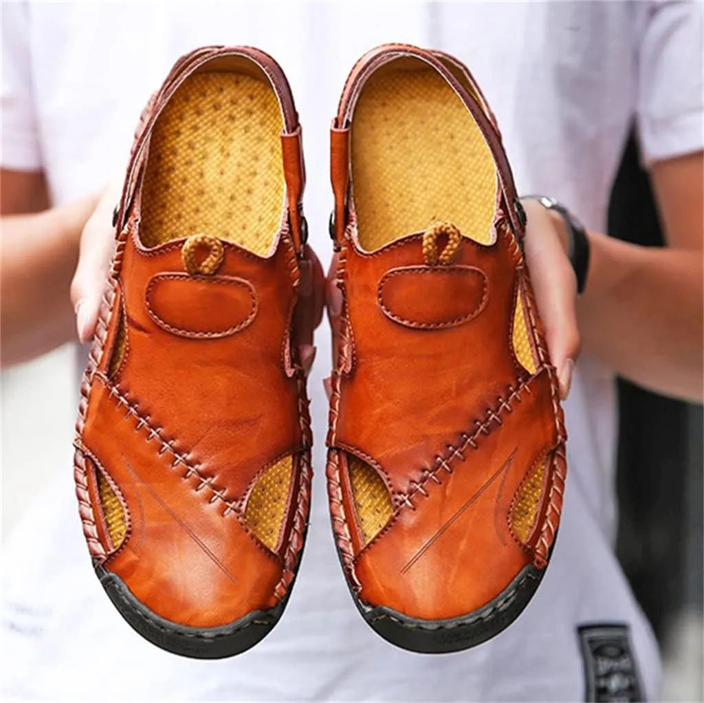 Sandals Men Leather Sandals Slipper Outdoor Sneaker Beach Rubber Flip Flops Water Trekking Sandals(40)