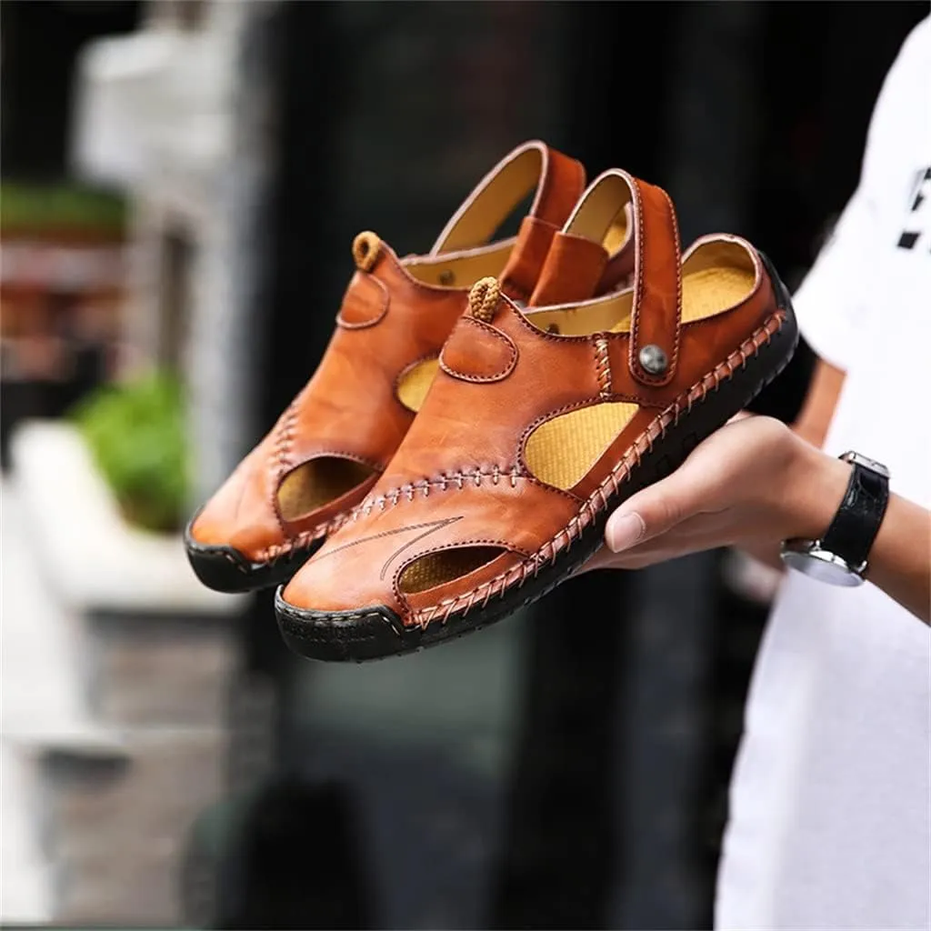 Sandals Men Leather Sandals Slipper Outdoor Sneaker Beach Rubber Flip Flops Water Trekking Sandals(40)