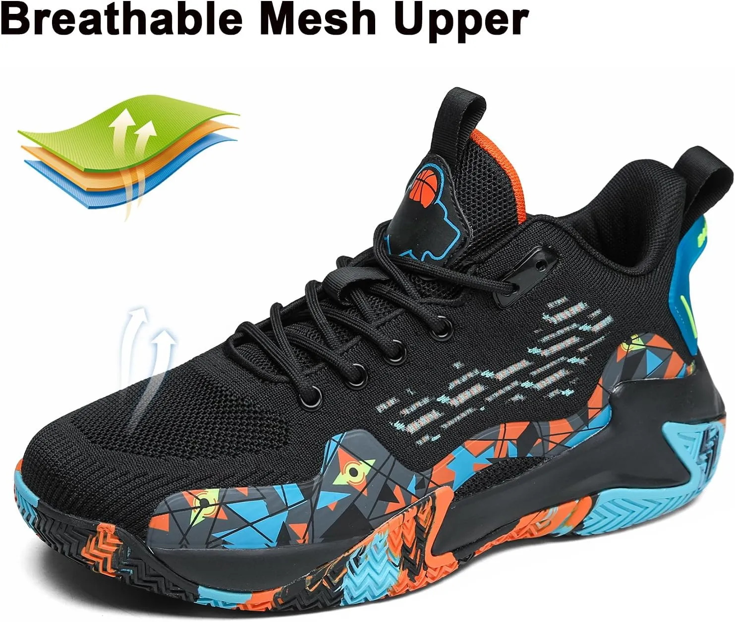 SANEARDE Mens Basketball Shoes High Top Breathable Non Slip Outdoor Sneakers Cushioning Workout Shoes for Fitness
