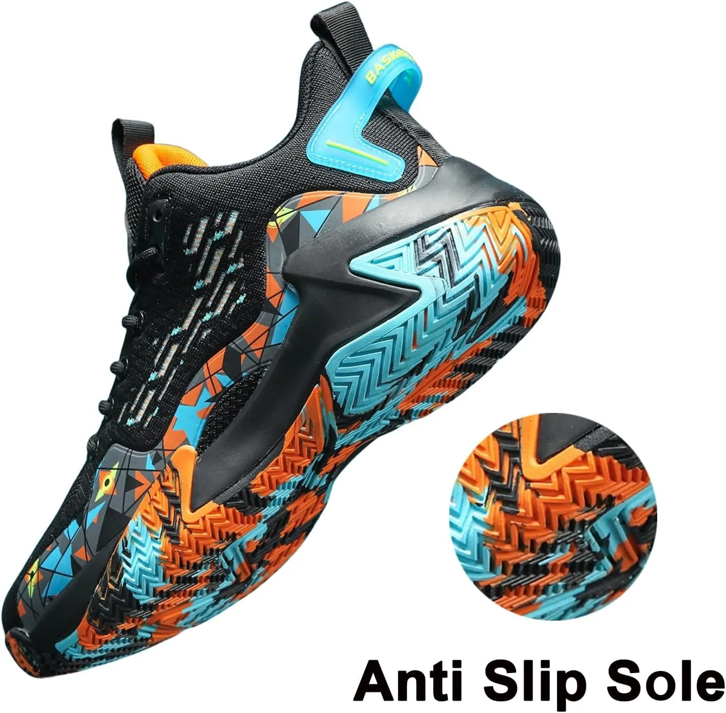 SANEARDE Mens Basketball Shoes High Top Breathable Non Slip Outdoor Sneakers Cushioning Workout Shoes for Fitness