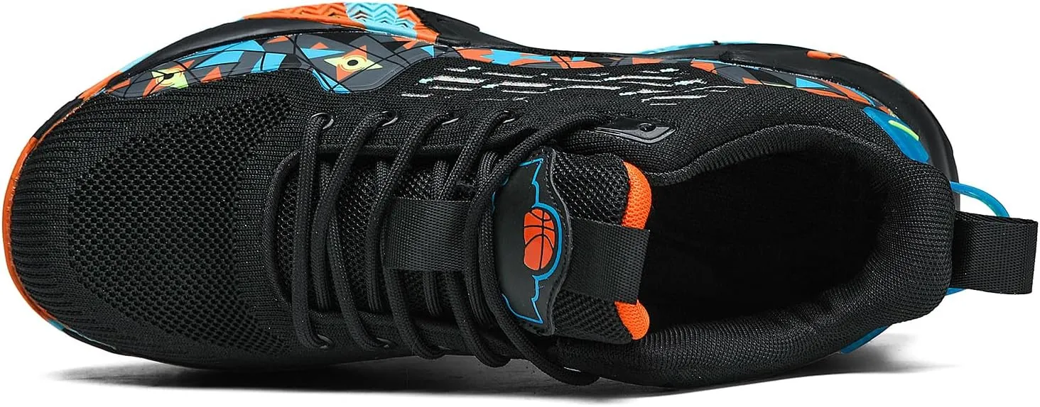 SANEARDE Mens Basketball Shoes High Top Breathable Non Slip Outdoor Sneakers Cushioning Workout Shoes for Fitness
