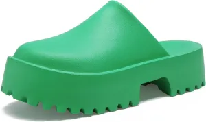 SANIOOOI Women's Platform Mules Colgs,Slip on Wedge Thick Sole Colg Slippers Cute Fashion Vacation Heeled Flatform Sandals Water Beach Comfort Soft Shoe