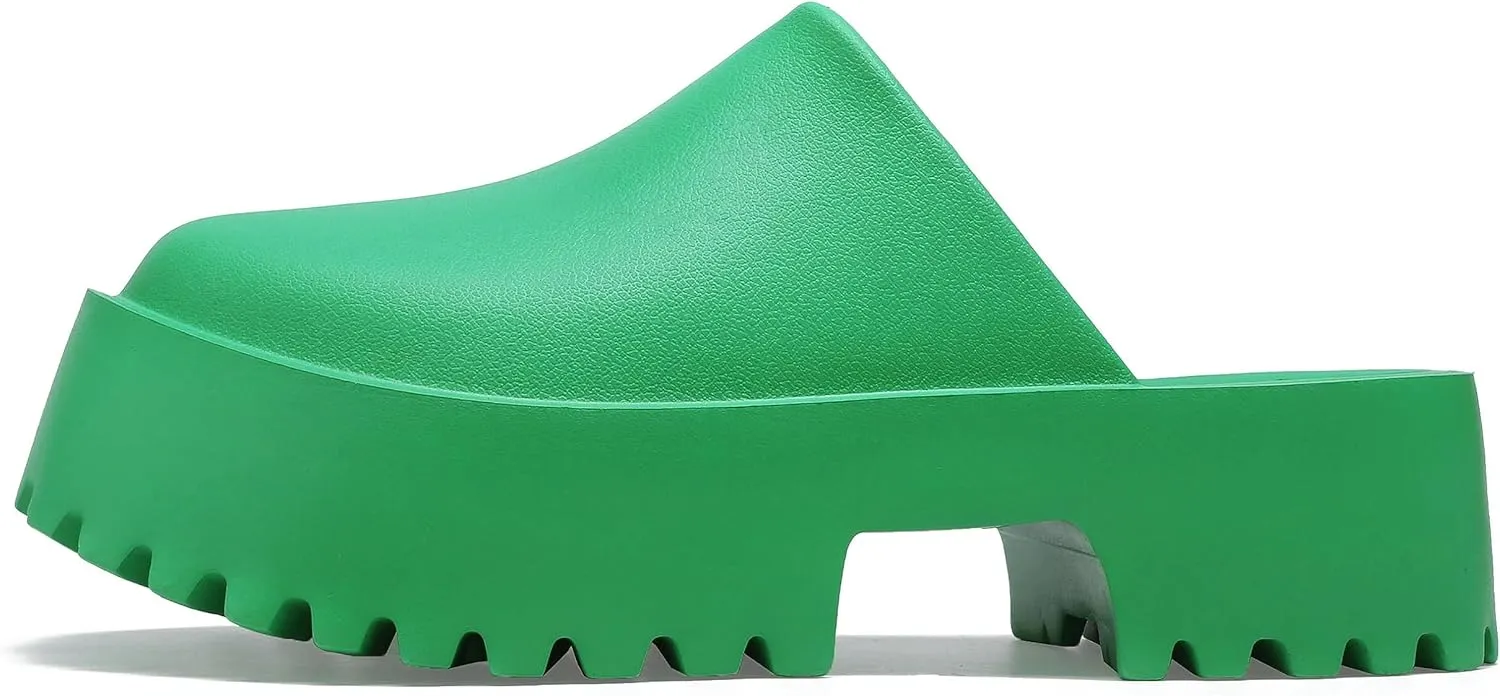 SANIOOOI Women's Platform Mules Colgs,Slip on Wedge Thick Sole Colg Slippers Cute Fashion Vacation Heeled Flatform Sandals Water Beach Comfort Soft Shoe