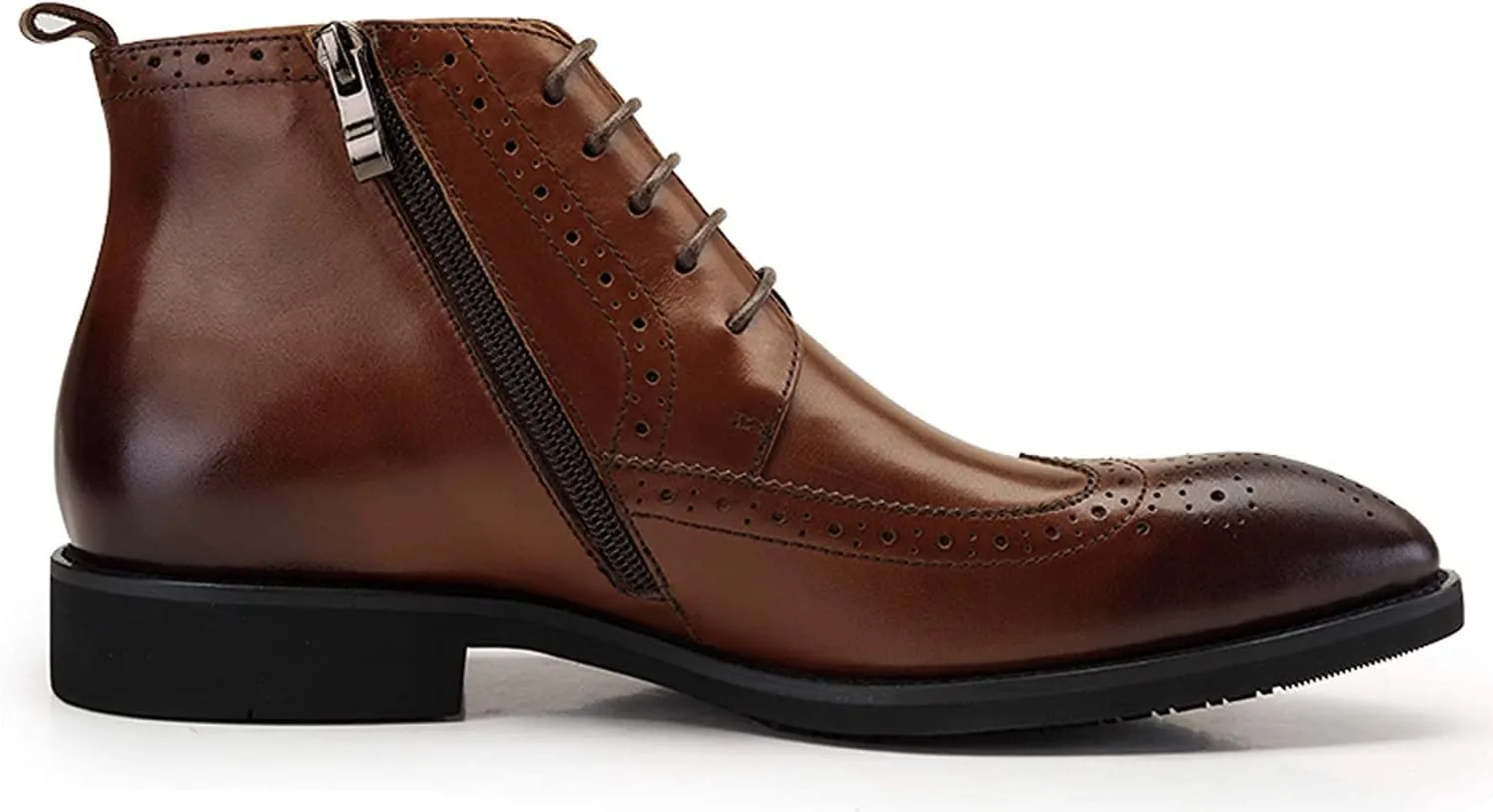 Santimon Men's Brogue Dress Boots Pointed Toe Lace up Ankle Boots Black Oxford Boots