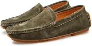Santimon Mens Driving Penny Loafers Suede Moccasins Slip On Casual Dress Wide Boat Shoes