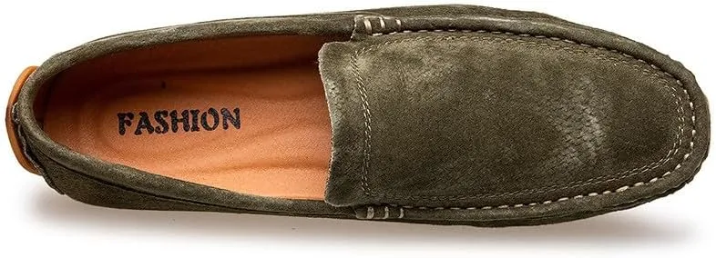 Santimon Mens Driving Penny Loafers Suede Moccasins Slip On Casual Dress Wide Boat Shoes