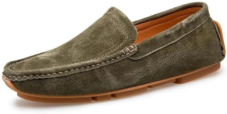 Santimon Mens Driving Penny Loafers Suede Moccasins Slip On Casual Dress Wide Boat Shoes