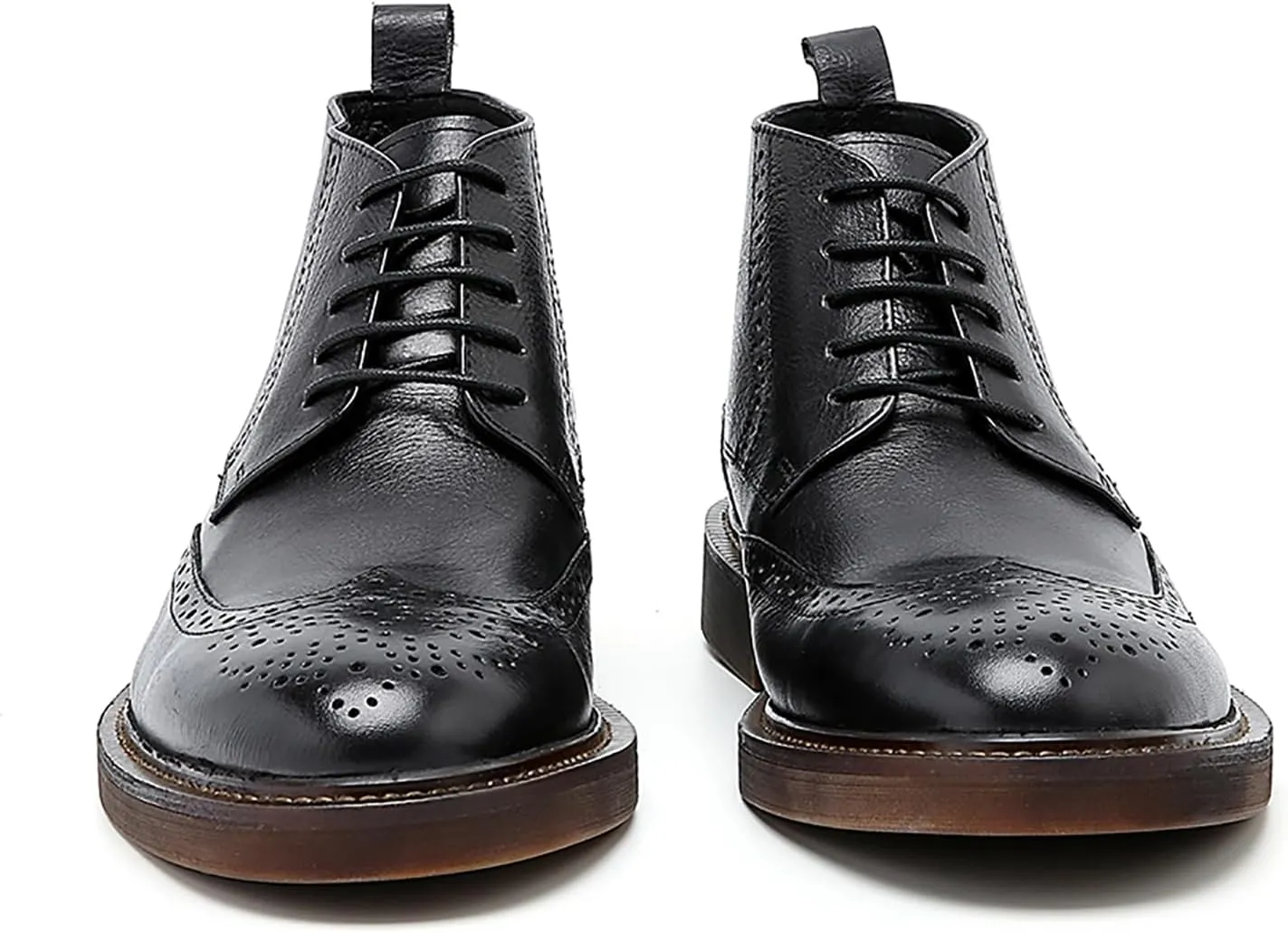 Santimon Men's Fashion Genuine Leather Brogues Oxford Boots Dress Formal Ankle Chelsea Boot