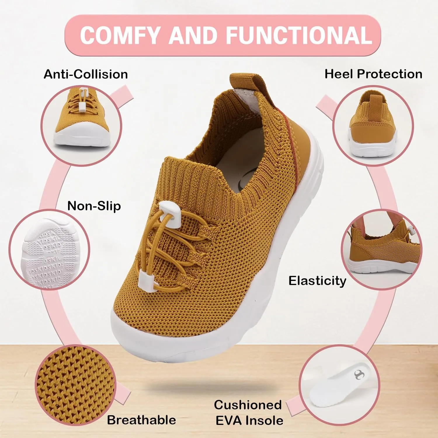 Scurtain Toddler Shoes Boys Girls Tennis Shoes Kids Barefoot Shoes Slip on Sneakers Breathable Walking Running Shoes