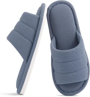 shevalues Summer House Slippers for Women Men Breathable Waffle Indoor Slippers Slip-on Open Toe Home Shoes