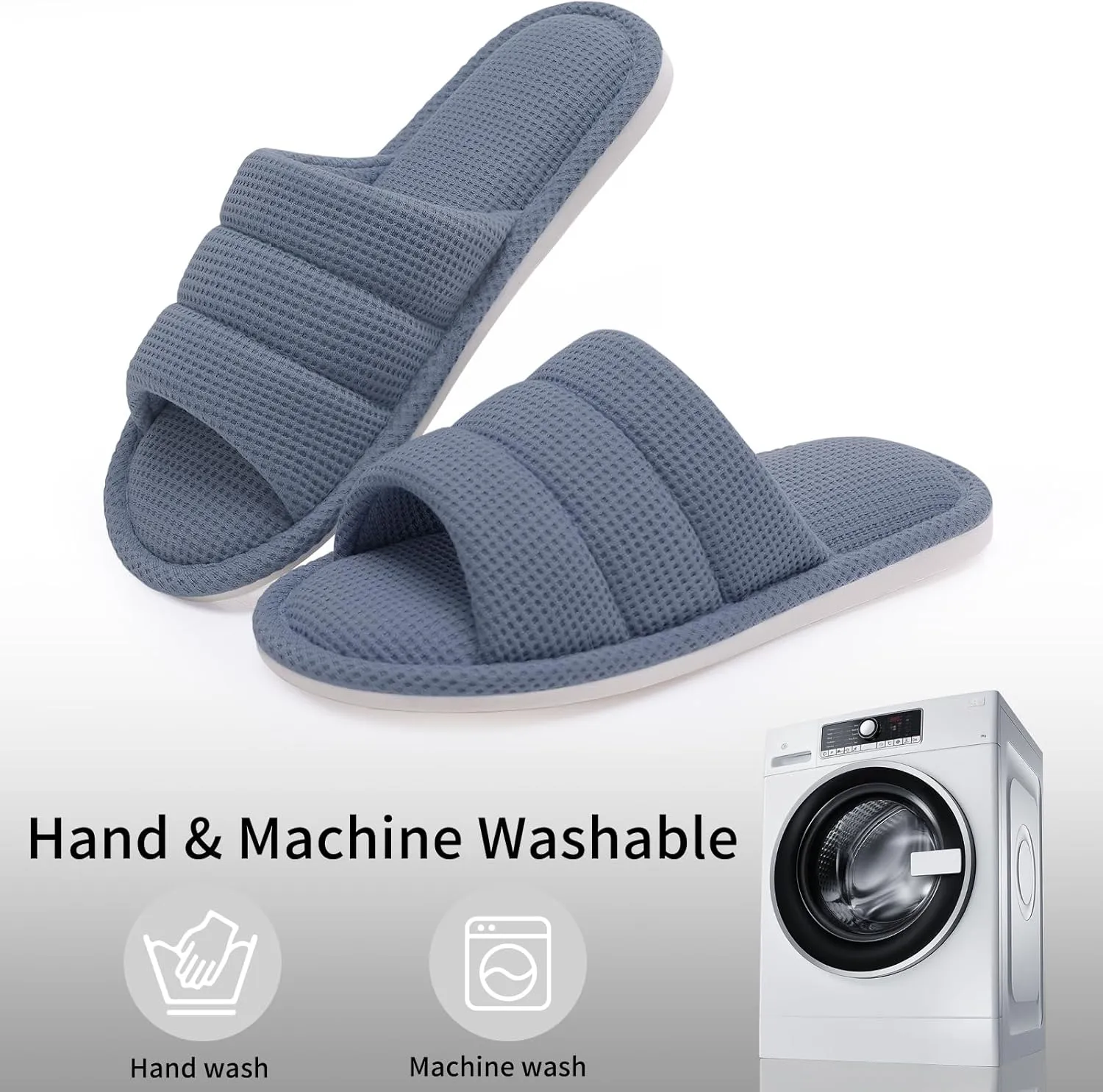 shevalues Summer House Slippers for Women Men Breathable Waffle Indoor Slippers Slip-on Open Toe Home Shoes