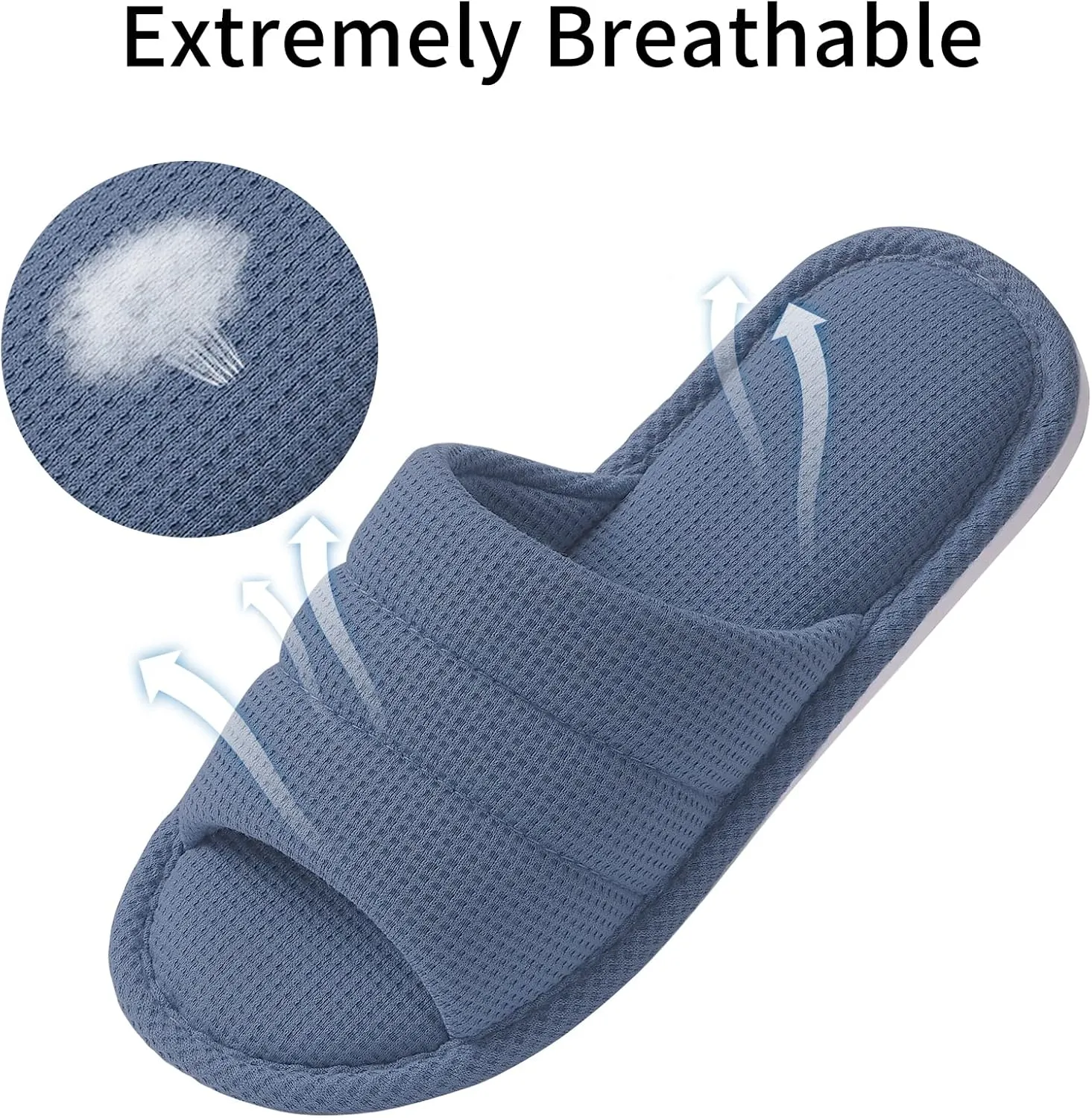 shevalues Summer House Slippers for Women Men Breathable Waffle Indoor Slippers Slip-on Open Toe Home Shoes