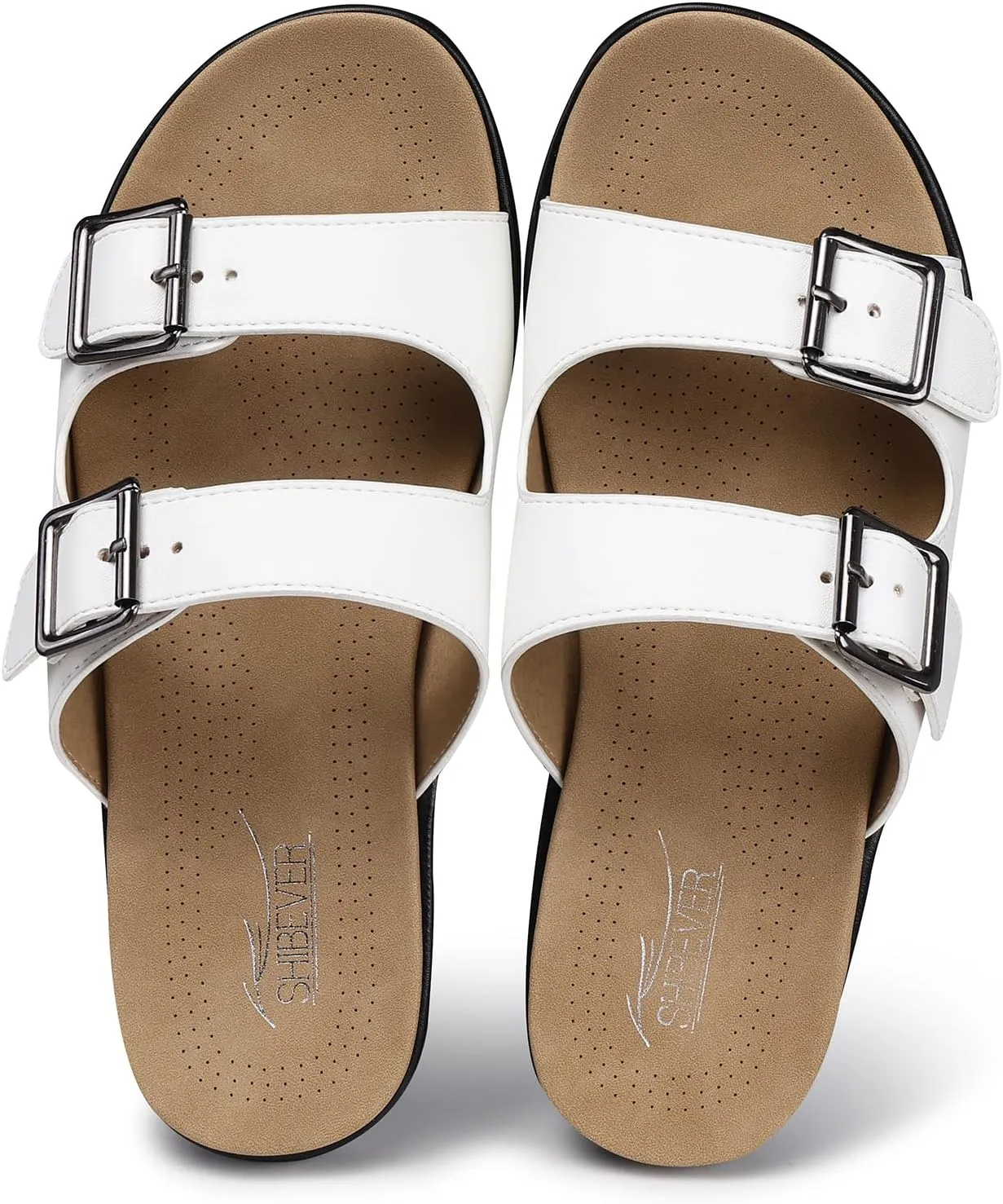 SHIBEVER Flat Sandals Women Dressy: Non Slip, Arch Support, Orthopedic, Plantar Fasciitis Comfortable Walking Sandal