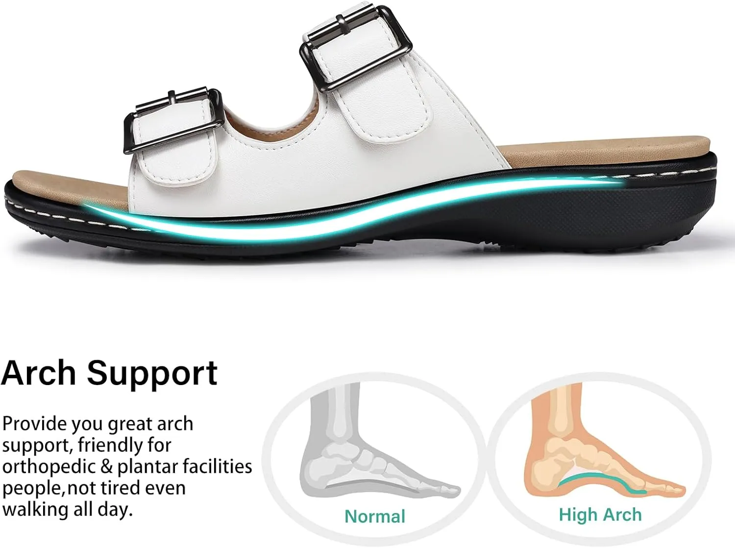 SHIBEVER Flat Sandals Women Dressy: Non Slip, Arch Support, Orthopedic, Plantar Fasciitis Comfortable Walking Sandal