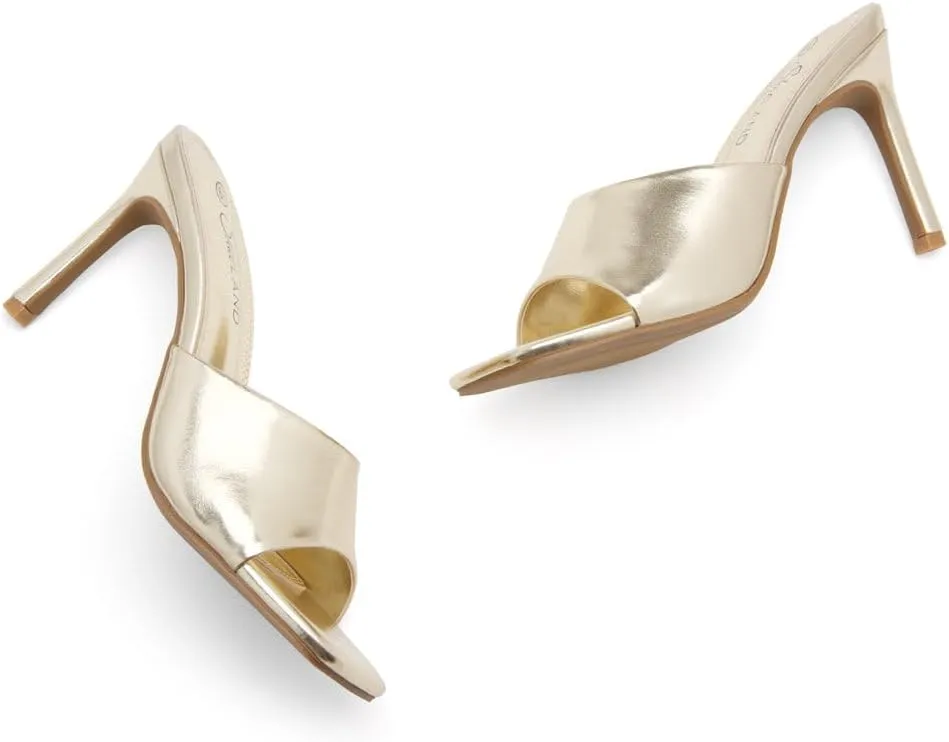 Shoe Land Melrose Women's High Heels Stiletto Heeled Slides, Square Open Toe One Band Slip-On Heeled Mules – Dressy Clear Heeled Sandals for Prom Party Wedding and Vacation