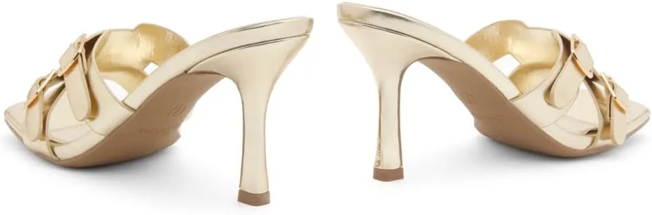 Shoe Land Melrose Women's High Heels Stiletto Heeled Slides, Square Open Toe One Band Slip-On Heeled Mules – Dressy Clear Heeled Sandals for Prom Party Wedding and Vacation