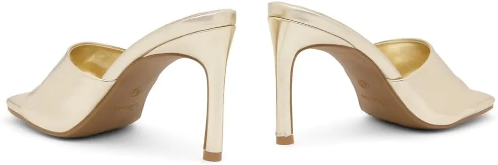 Shoe Land Melrose Women's High Heels Stiletto Heeled Slides, Square Open Toe One Band Slip-On Heeled Mules – Dressy Clear Heeled Sandals for Prom Party Wedding and Vacation