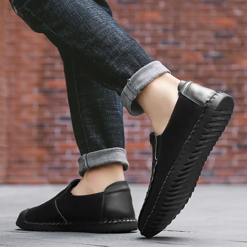 Shoes Men's Retro Slip-on Loafers Fashionable Low-top Round-Toe Oxford Shoes Men Comfortable Breathable Casual Shoes for Travel Driving Shopping