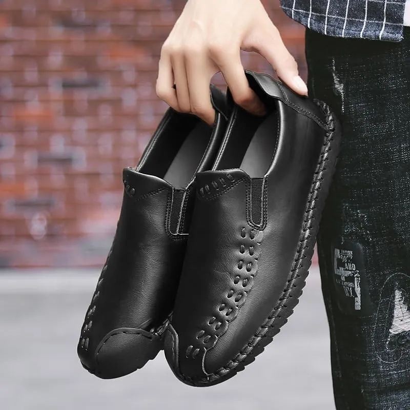Shoes Men's Retro Slip-on Loafers Fashionable Low-top Round-Toe Oxford Shoes Men Comfortable Breathable Casual Shoes for Travel Driving Shopping